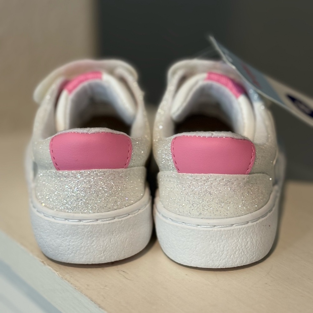 Cat Jack Toddler Girls Sora Sneakers White Glitter Hook and Loop Size 6 NWT - Picture 4 of 6